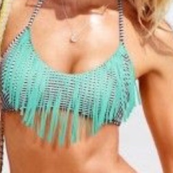 🌸 Victoria Secret Striped Fringe Halter Top🌸 - Picture 2 of 5